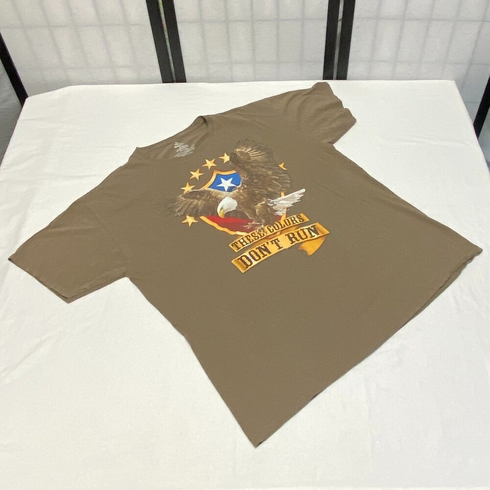 Celebrate Patriotic These Colors Don't Run Eagle Shield Graphic Tee Shirt Tan XL - Picture 8 of 10